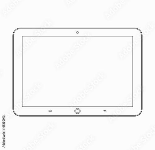 Tablet computer outline icon. Modern vector tablet wireframe template isolated on white background