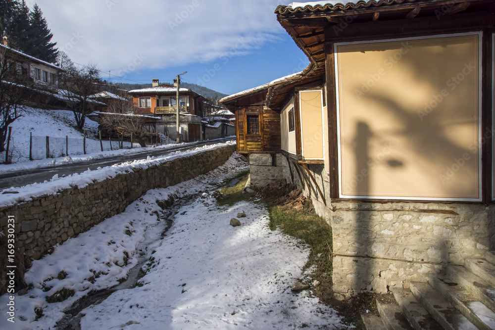 Winter view of Old House  in historical town of Koprivshtitsa, Sofia Region, Bulgaria