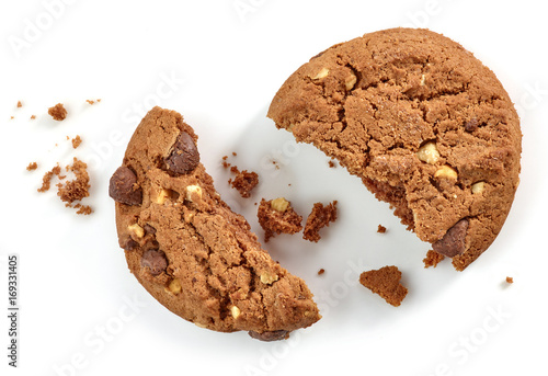 Chocolate cookie pieces and crumbs