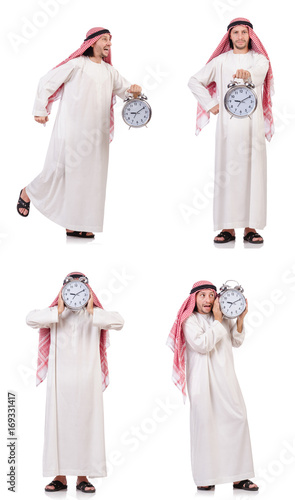 Arab man in time concept on white © Elnur