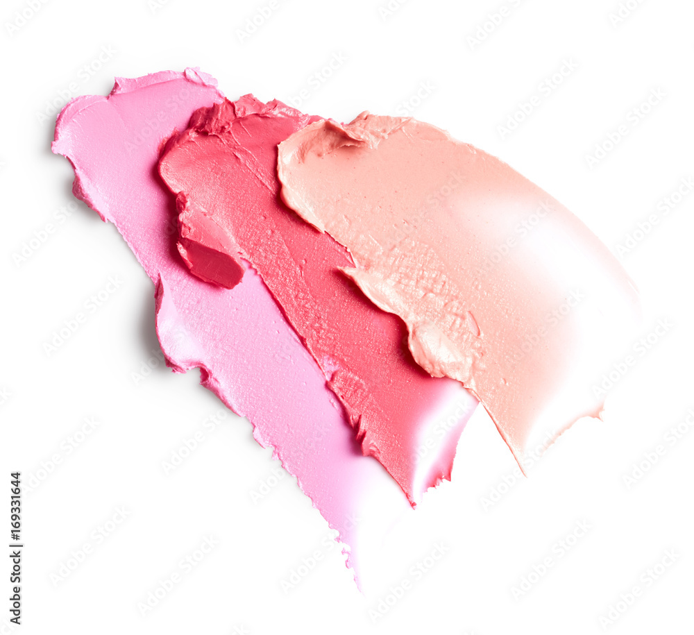 Smudged lipsticks isolated on white background Smudged lipsticks isolated on white background