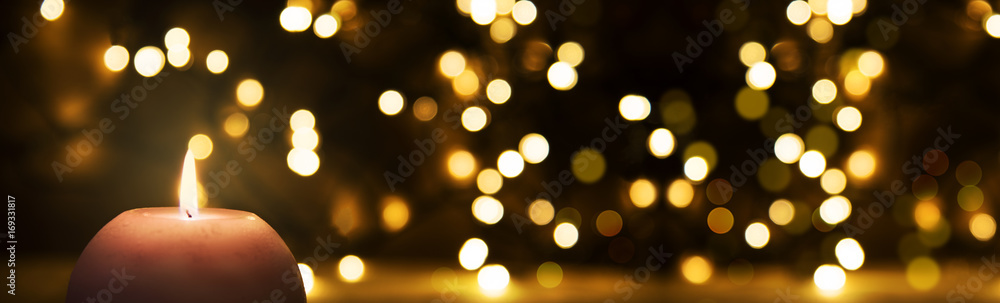 Candle With Glowing Lights, Christmas Background Candle With Glowing Lights, Christmas Background