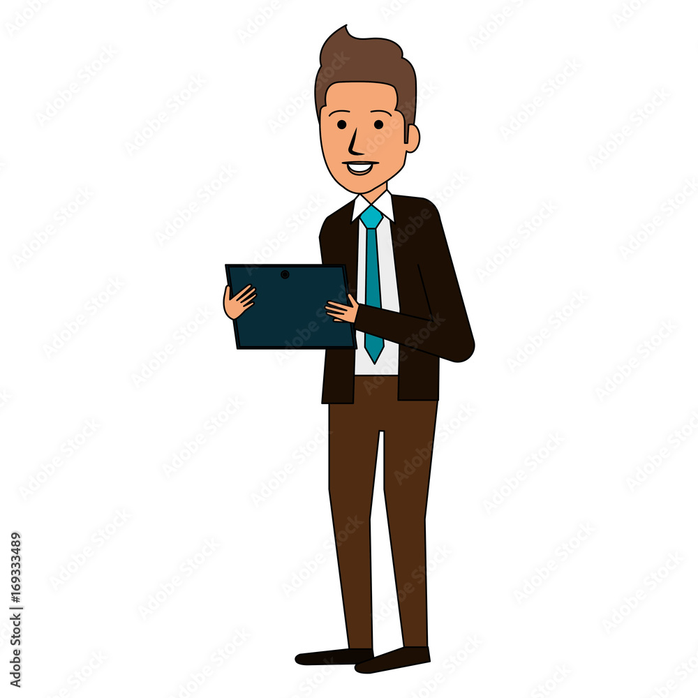 elegant businessman with tablet avatar character vector illustration design elegant businessman with tablet avatar character vector illustration design