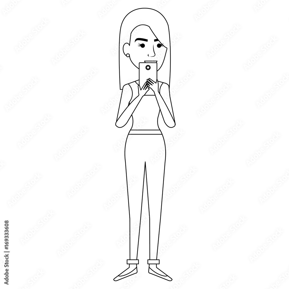 beautiful businesswoman with smartphone avatar vector illustration design