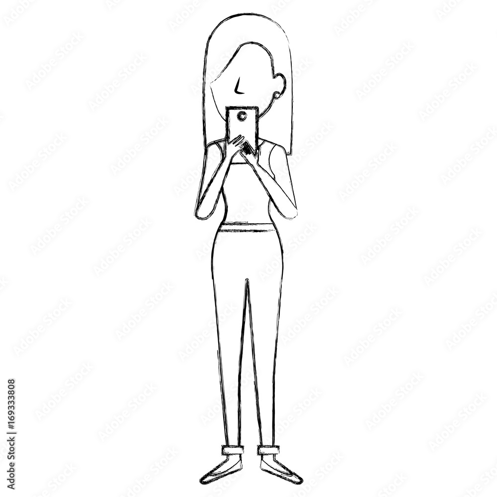 beautiful businesswoman with smartphone avatar vector illustration design beautiful businesswoman with smartphone avatar vector illustration design
