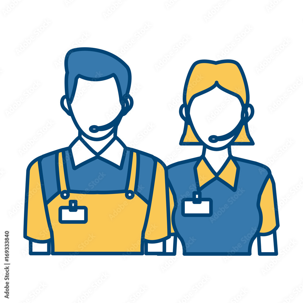 delivery man and woman portrait people worker vector illustration