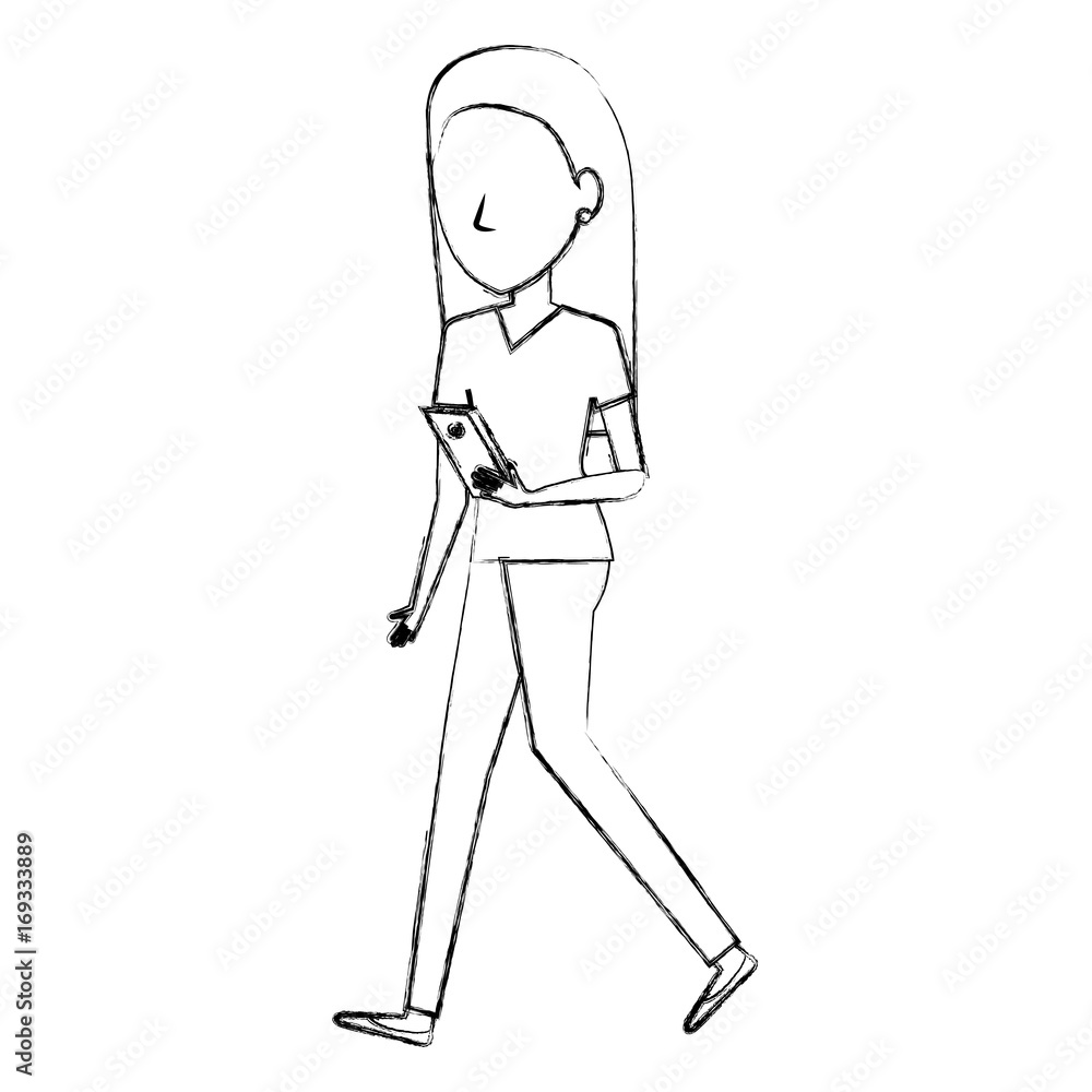 beautiful businesswoman with smartphone avatar vector illustration design