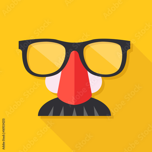 Disguise mask. Mask with glasses fake nose and mustache. Vector illustration
