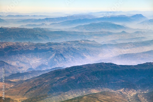 Mountain ridges, aerial view, Iranian mountains