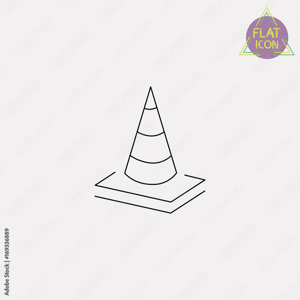 Fototapeta premium Traffic Cone Line Icon