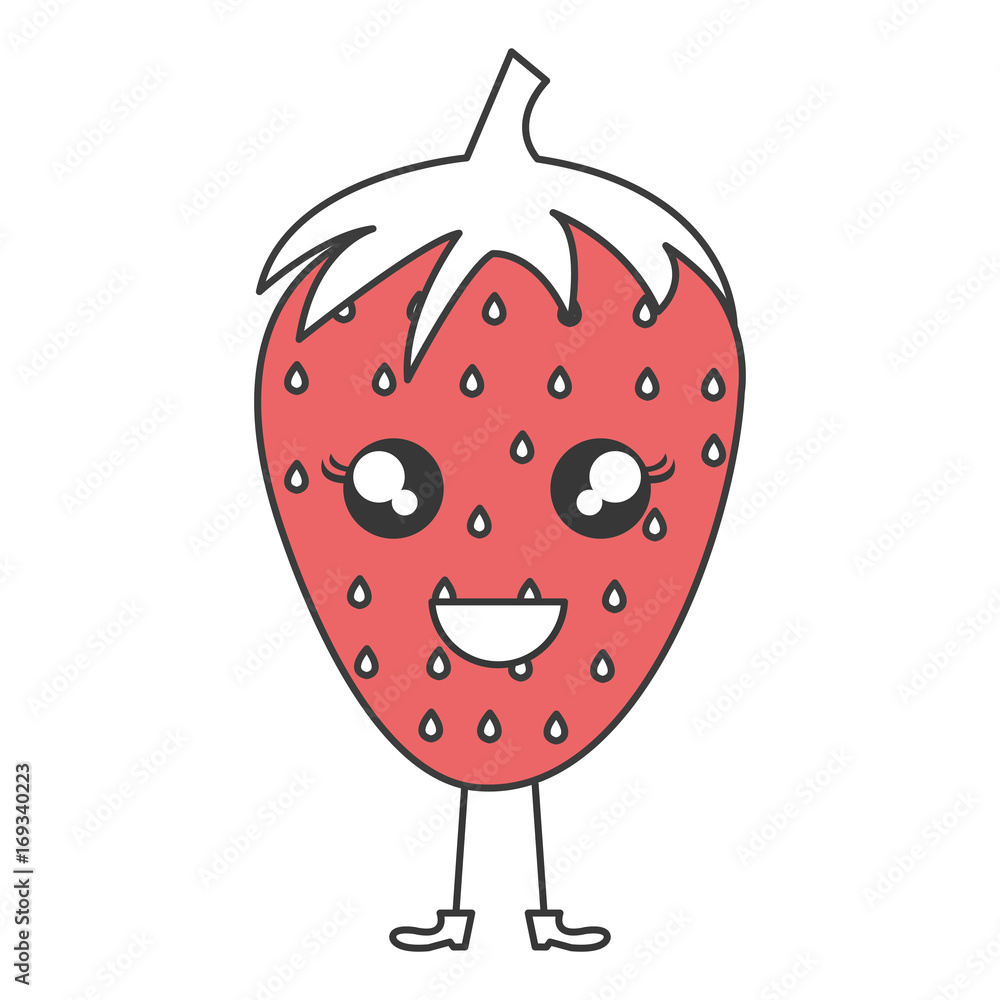 Obraz premium strawberry fresh fruit kawaii character vector illustration design