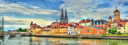 View of Regensburg with the Danube River in Germany