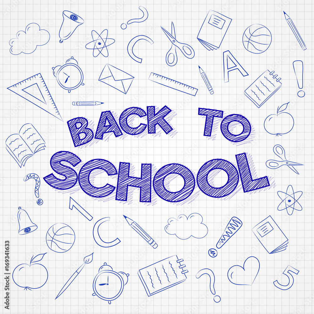 Back to school - design of poster with cute doodles. Vector. Back to school - design of poster with cute doodles. Vector.