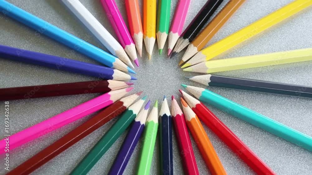 colored pencils on a rotating plate
colored pencils on a rotating plate