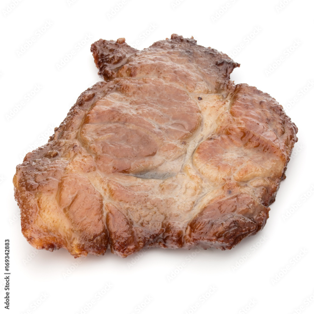 Cooked fried pork meat isolated on white background cutout Cooked fried pork meat isolated on white background cutout