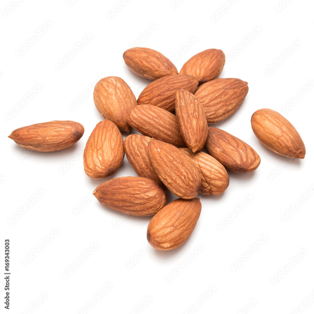 almond nuts isolated on white background close up almond nuts isolated on white background close up