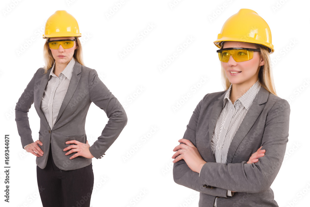 Woman architect isolated on white Woman architect isolated on white