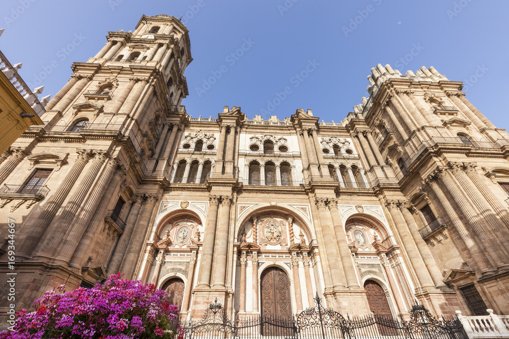 Malaga Cathedral and blue sky