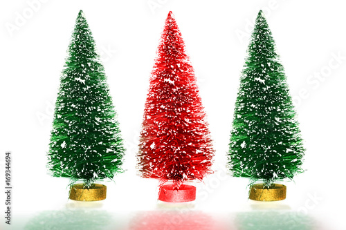 Artificial Christmas tree isolated over white photo