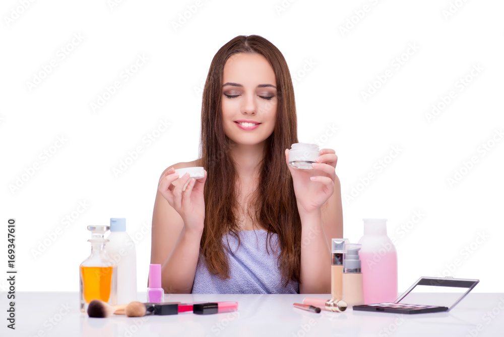 Young woman in beauty make-up isolated on white Young woman in beauty make-up isolated on white