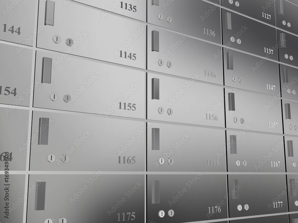 Closed safe deposit boxes in the bank Closed safe deposit boxes in the bank