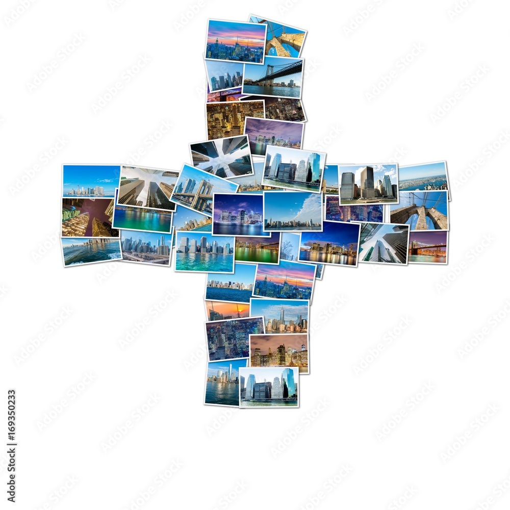 Naklejka premium Punctuation mark made of new york photos