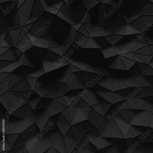 Plakat abstract black low poly background structure pattern 3d render. blank empty backdrop with copy space technology modern future business style concept.