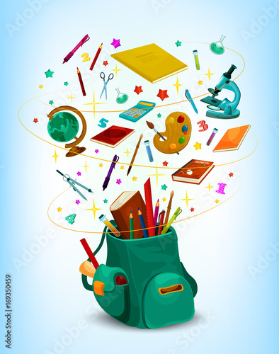 Back to School vector rucksack poster