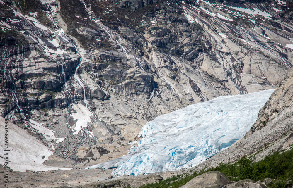 Glacier on rocks