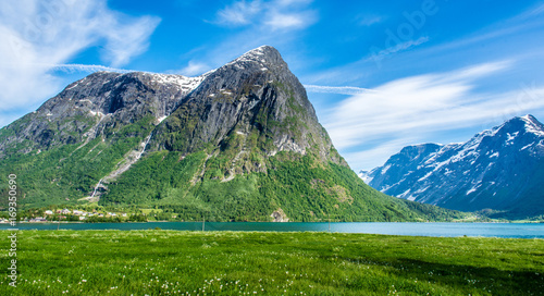Obraz na płótnie Field and Fjord w salonie