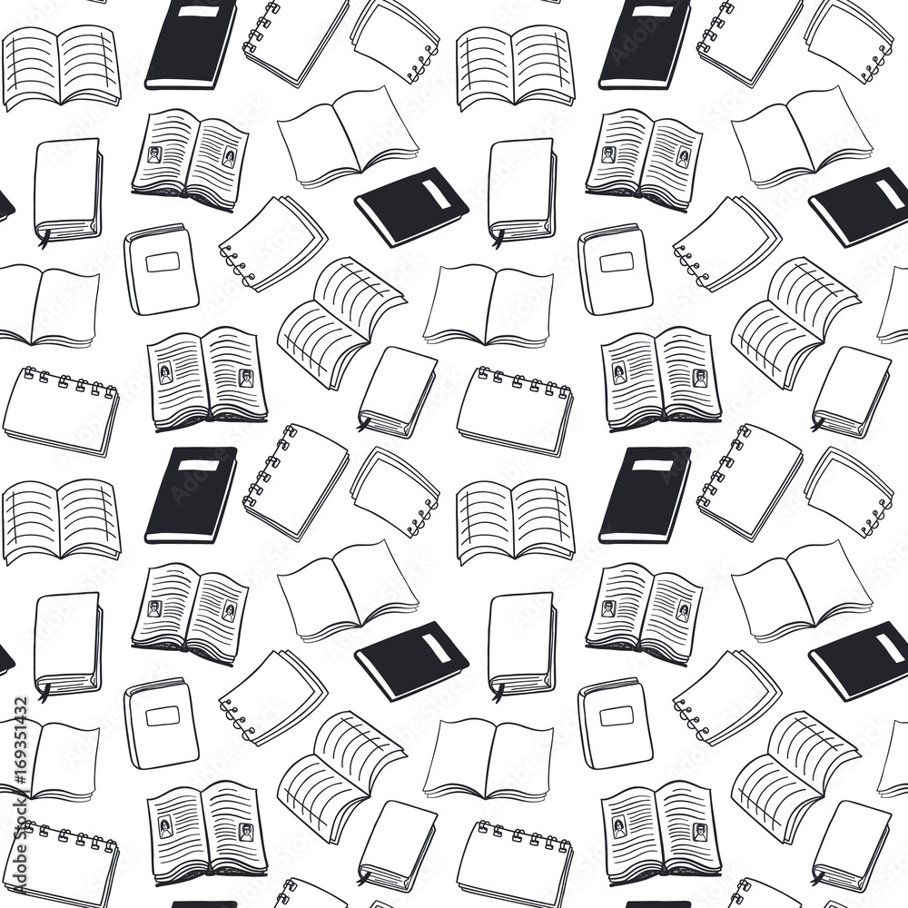 Seamless vector pattern with hand drawn books Seamless vector pattern with hand drawn books