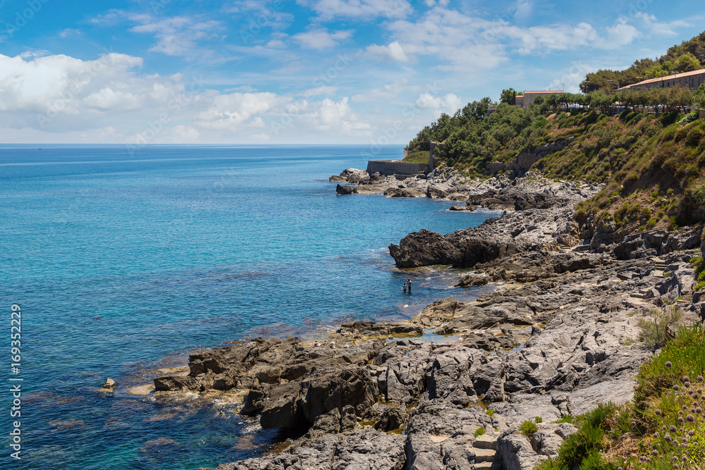 Coast of Cefalu in Sicily, Italy