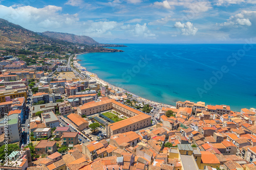 Aerial view of Cefalu in Sicily  Italy