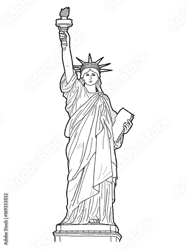 Statue Of Liberty Vector Illustration Hand Drawn Cartoon Art
