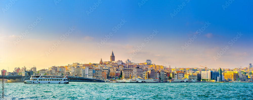 panorama of Istanbul overlooking the Bosphorus and the Galata Tower