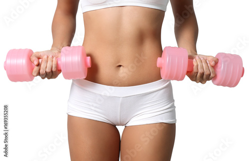 woman and dumbbell