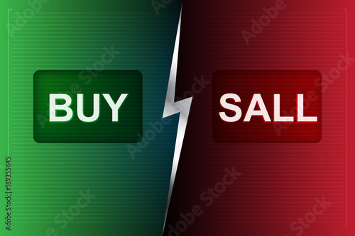 BUY and SELL Buttons on digital processing Background