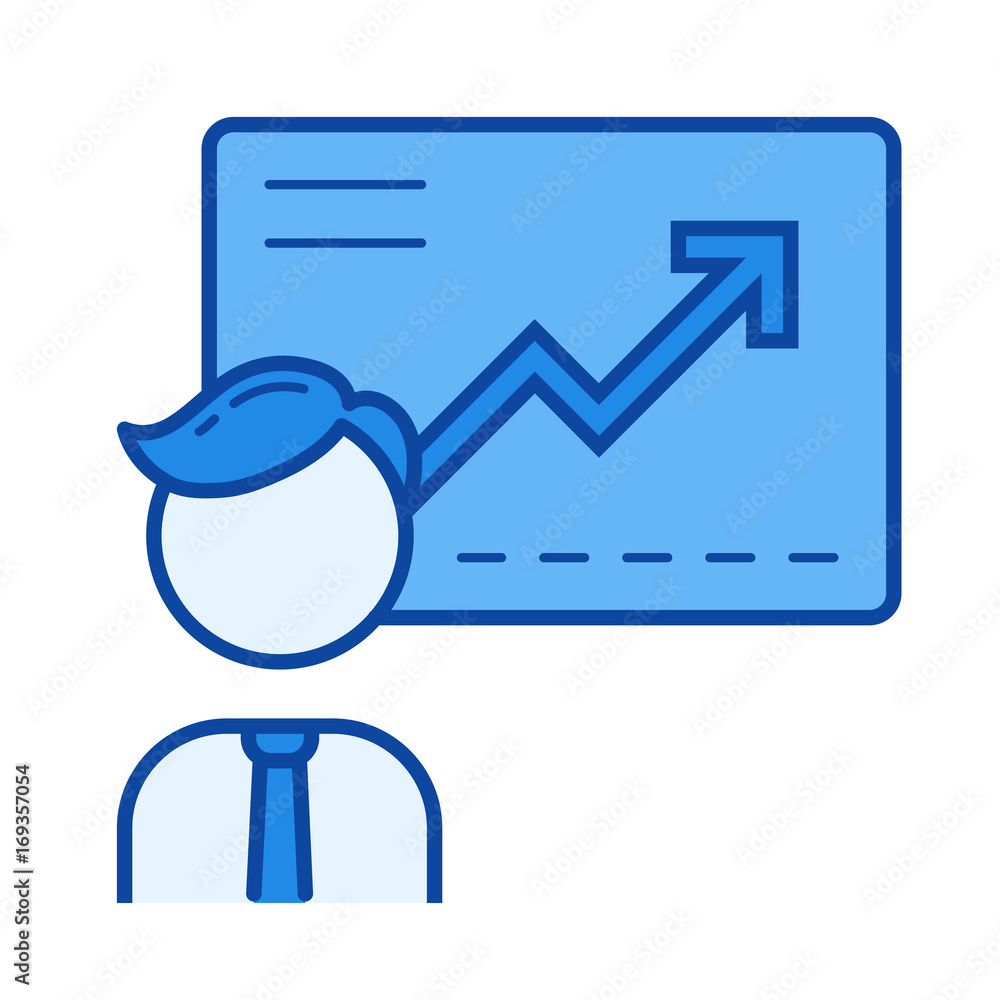 Business conference vector line icon isolated on white background. Business conference line icon for infographic, website or app. Blue icon designed on a grid system. Business conference vector line icon isolated on white background. Business conference line icon for infographic, website or app. Blue icon designed on a grid system.