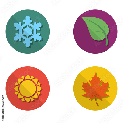 Four colored icons with seasons.