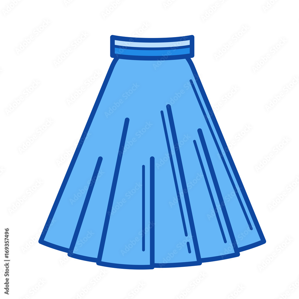 Skirt vector line icon isolated on white background. Skirt line icon for infographic, website or app. Blue icon designed on a grid system. Skirt vector line icon isolated on white background. Skirt line icon for infographic, website or app. Blue icon designed on a grid system.