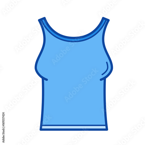 Tank t-shirt vector line icon isolated on white background. Tank t-shirt line icon for infographic, website or app. Blue icon designed on a grid system.