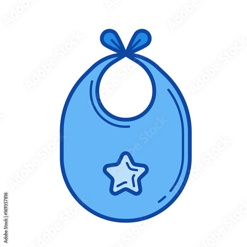 Baby bib vector line icon isolated on white background. Baby bib line icon for infographic, website or app. Blue icon designed on a grid system.