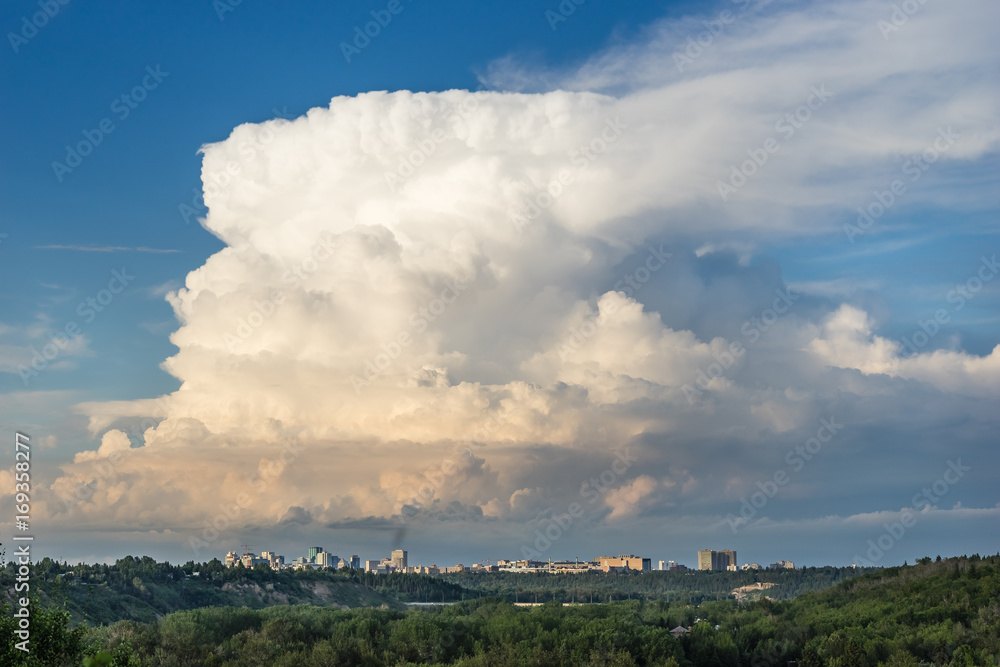 Heavy cloud  over downtown of Edmonton