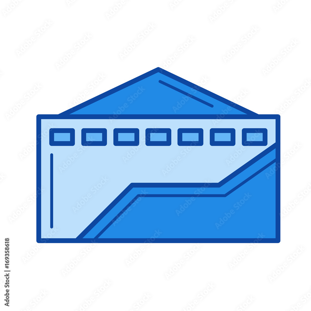 Growing graph vector line icon isolated on white background. Growing graph line icon for infographic, website or app. Blue icon designed on a grid system. Growing graph vector line icon isolated on white background. Growing graph line icon for infographic, website or app. Blue icon designed on a grid system.