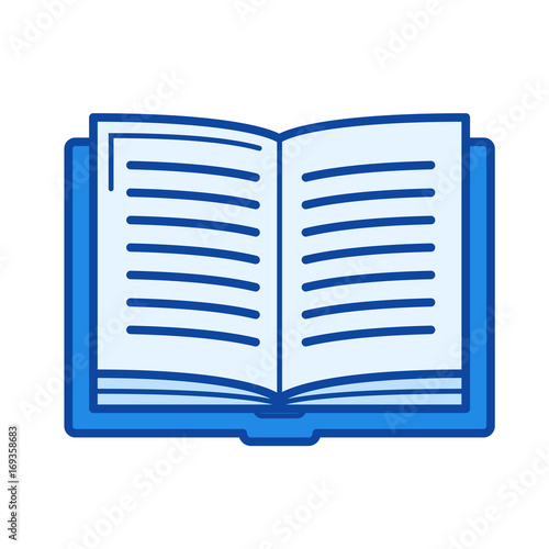 Student book vector line icon isolated on white background. Student book line icon for infographic, website or app. Blue icon designed on a grid system.