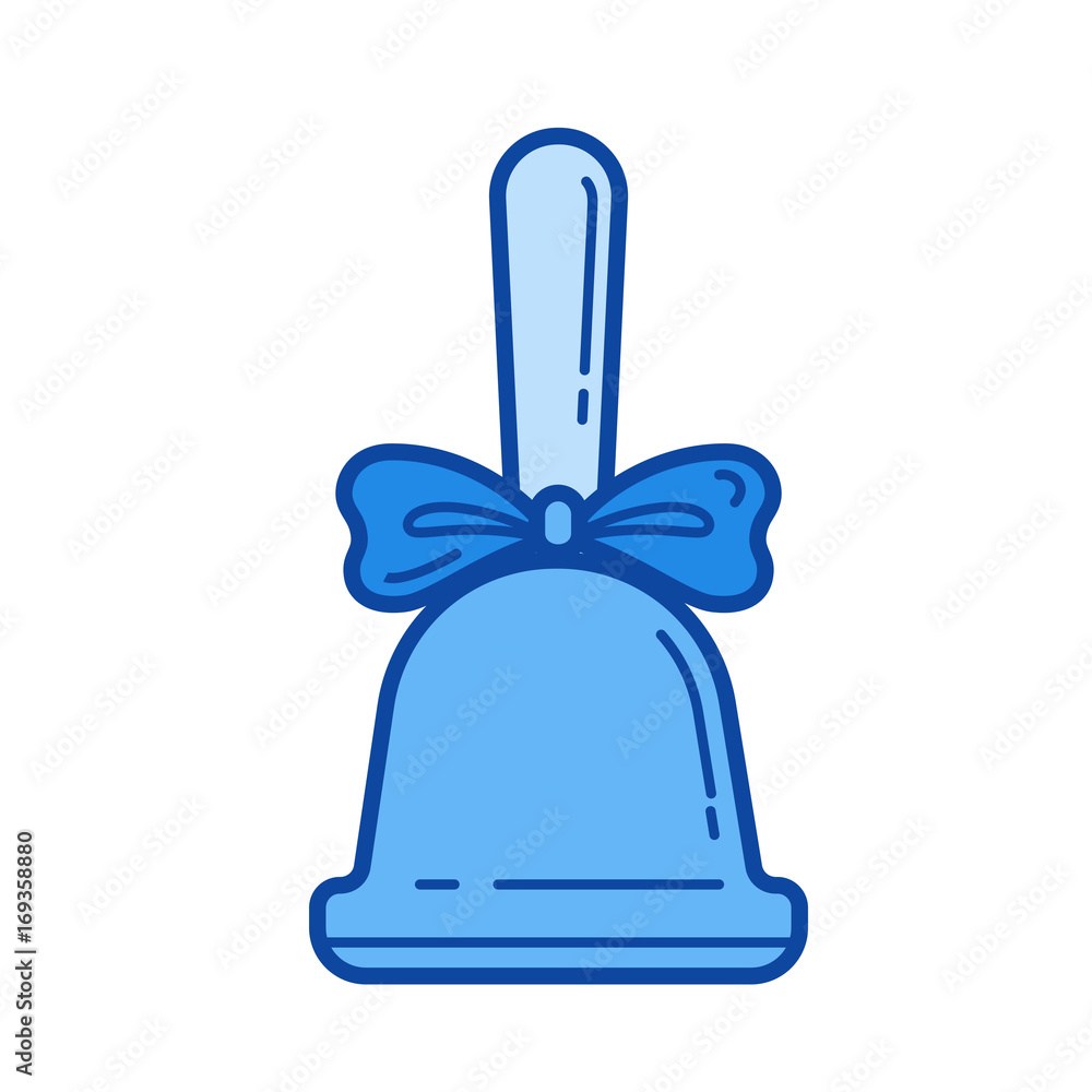School bell vector line icon isolated on white background. School bell line icon for infographic, website or app. Blue icon designed on a grid system. School bell vector line icon isolated on white background. School bell line icon for infographic, website or app. Blue icon designed on a grid system.