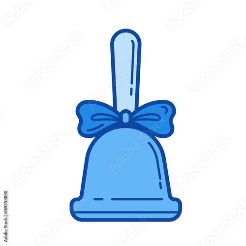 School bell vector line icon isolated on white background. School bell line icon for infographic, website or app. Blue icon designed on a grid system.