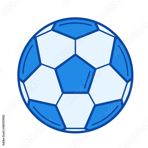Soccer ball vector line icon isolated on white background. Soccer ball line icon for infographic  website or app. Blue icon designed on a grid system.