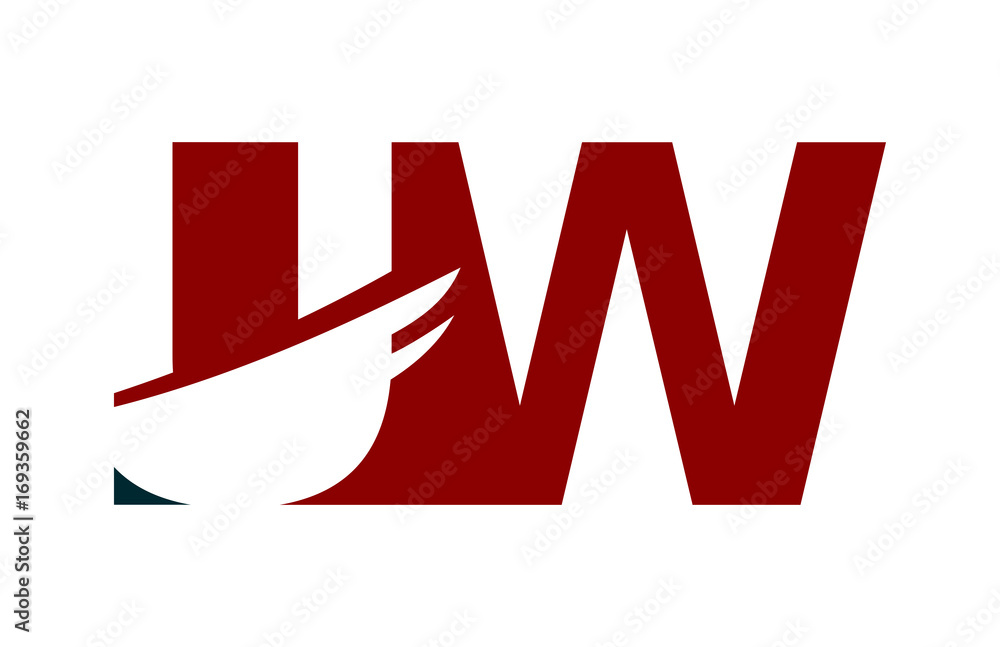 UW Red Negative Space Square Swoosh Letter Logo UW Red Negative Space Square Swoosh Letter Logo