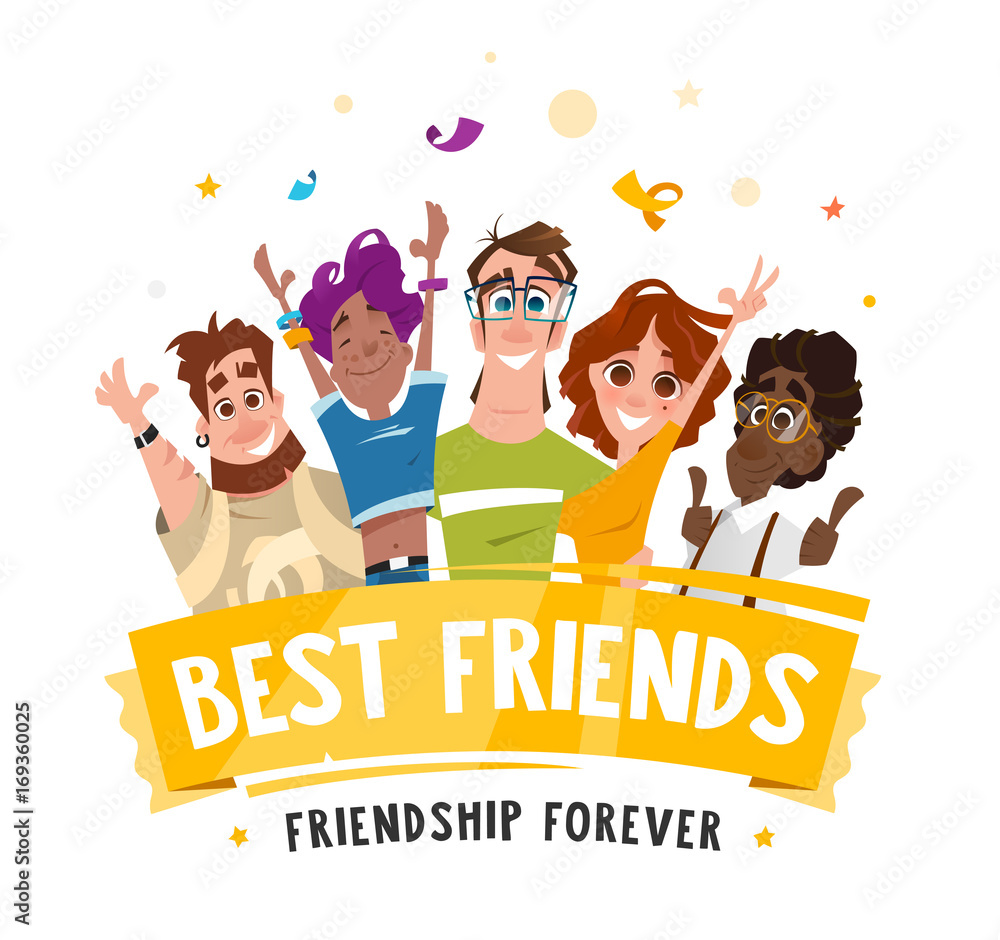 Group team happy smile teenagers students friends Stock Vector ...